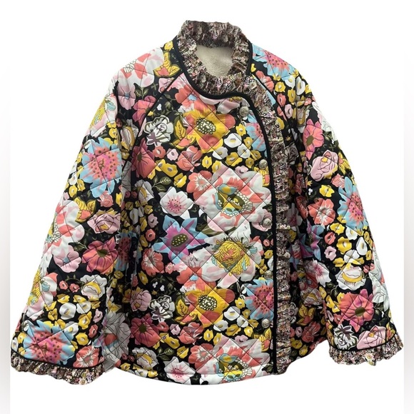 Floral Quilt Inspired Open Front Jacket - Picture 2 of 9